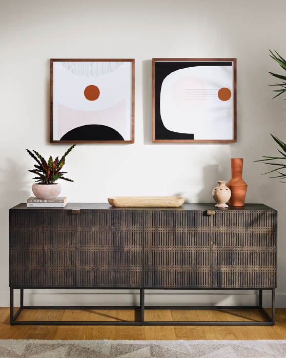 Four Hands Winston Floating Console Mango Wood Iron industrial media consoles