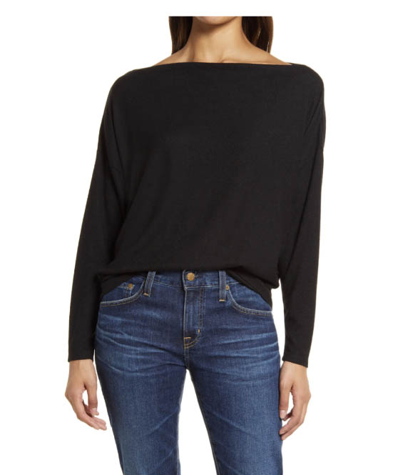 Gibsonlook Off the Shoulder Knit Top Black nordstrom anniversary sale