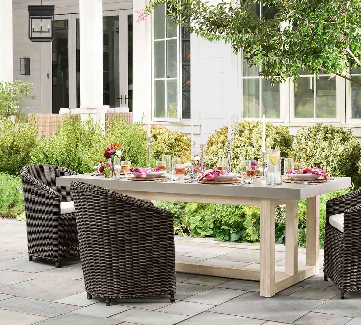 Huntington Wicker Slope-Arm Outdoor Dining Chair Gray best outdoor wicker dining chairs