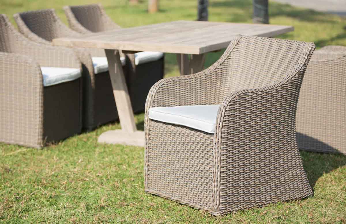 Padmas Plantation Porto Fino Premium All-Weather Wicker Outdoor Dining Armchair with Cushion best outdoor wicker dining chairs
