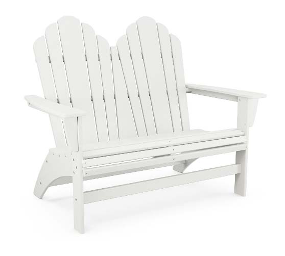 Pottery Barn Adirondack x Polywood Bench White outdoor benches front porch