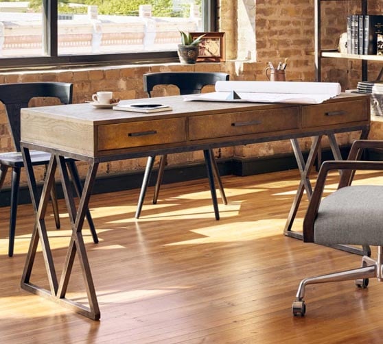 Pottery Barn Burns 59" Desk with Drawers rustic desks