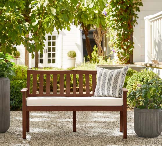 Pottery Barn Chatham FSC® Mahogany Bench, Honey outdoor benches front porch
