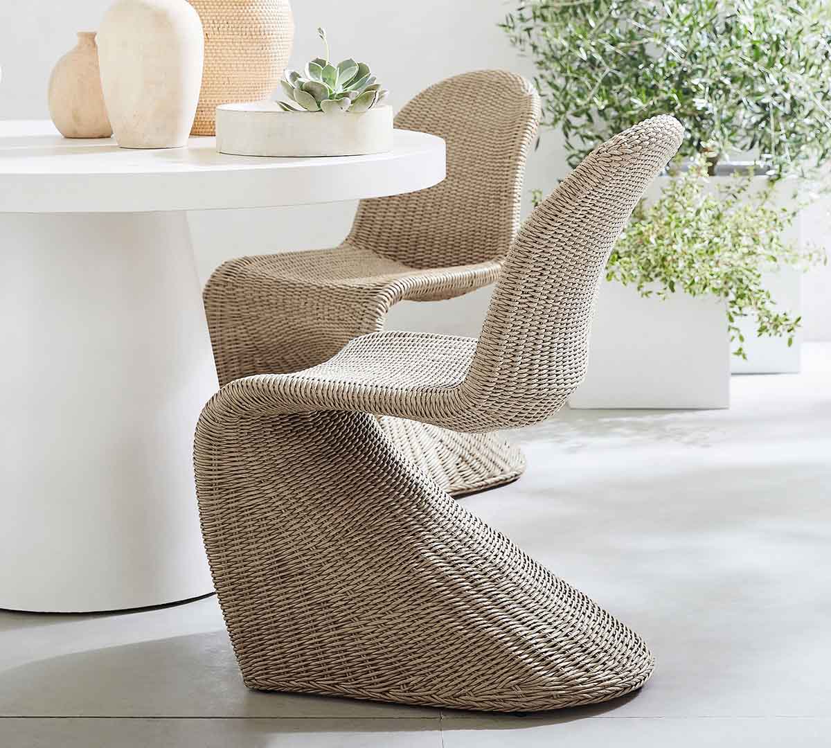 Pottery Barn Encinitas Wicker Outdoor Dining Chair Vintage White best outdoor wicker dining chairs