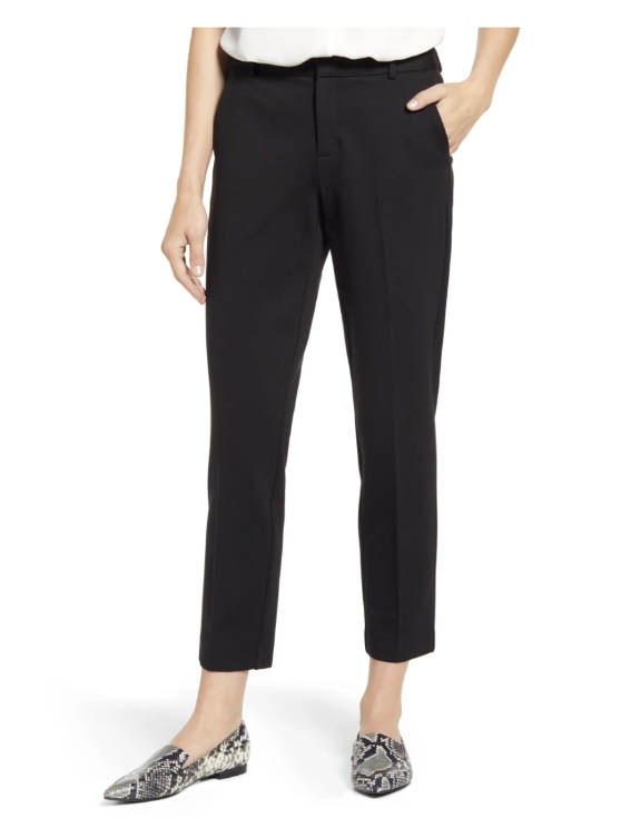 Vince Camuto Slim Leg Tech Ponte Ankle Pants Rich Black nordstrom anniversary sale