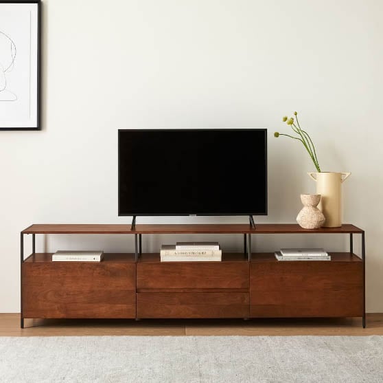 West Elm Industrial Storage Media Console 80" modern industrial media consoles