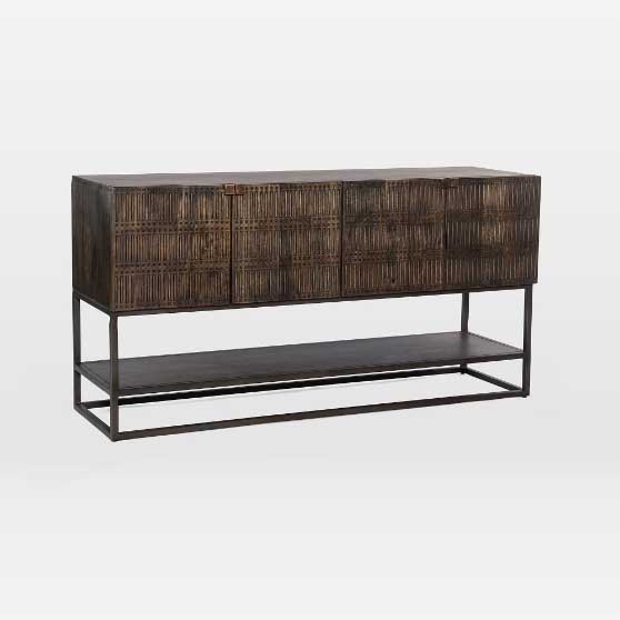 West Elm Mango Wood & Iron Media Console industrial media consoles