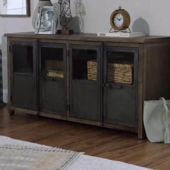 World Market Large Wood And Metal Langley Storage Cabinet rustic industrial media consoles