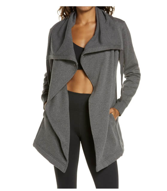 Zella Amazing Cozy Wrap Jacket Grey Medium Charcoal Heather nordstrom anniversary sale