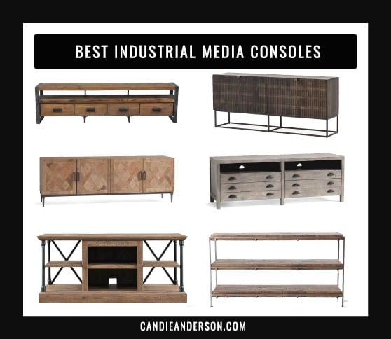 Lifestyle expert, journalist and interior design blogger Candie Anderson of candieanderson.com has the scoop on 24 of the best industrial media consoles in a variety of the top interior design styles and trends.