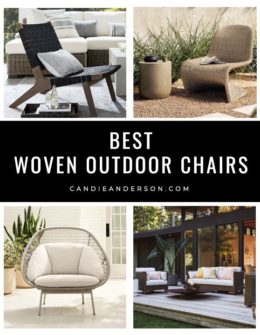 Lifestyle expert, journalist and interior design blogger Candie Anderson of candieanderson.com has the scoop on 22 of the best woven outdoor chairs in a variety of styles and price ranges for your front porch, backyard and patio!