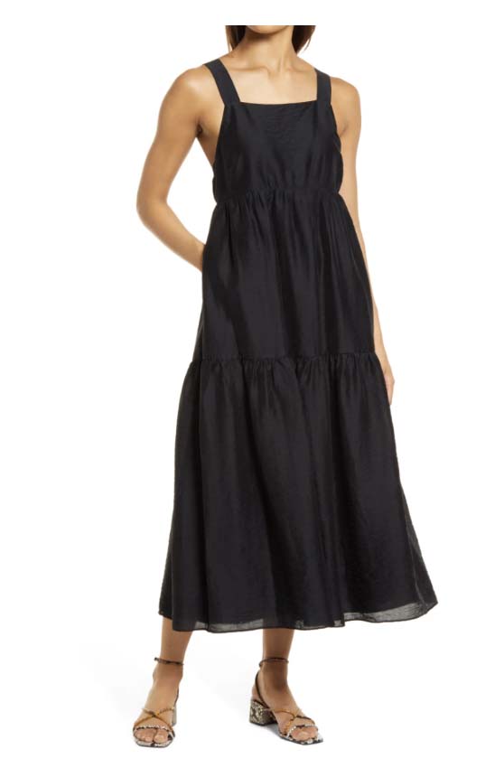 Halogen Halter Neck Tiered Maxi Dress Black casual maxi dresses fall