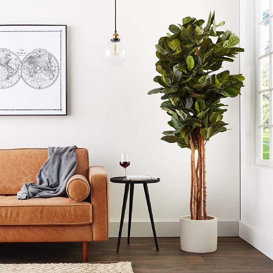 Nearly Natural 6ft Fiddle Leaf Fig Artificial Trees, 72in, Green 