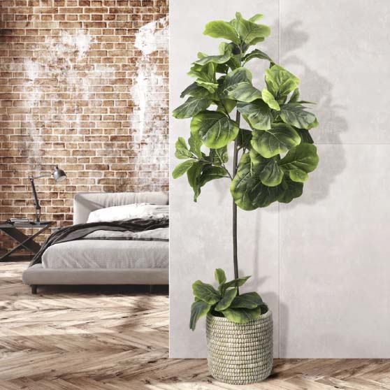 Sand and Stable 60'' Artificial Fiddle Leaf Fig Tree in Basket faux leaf fig trees