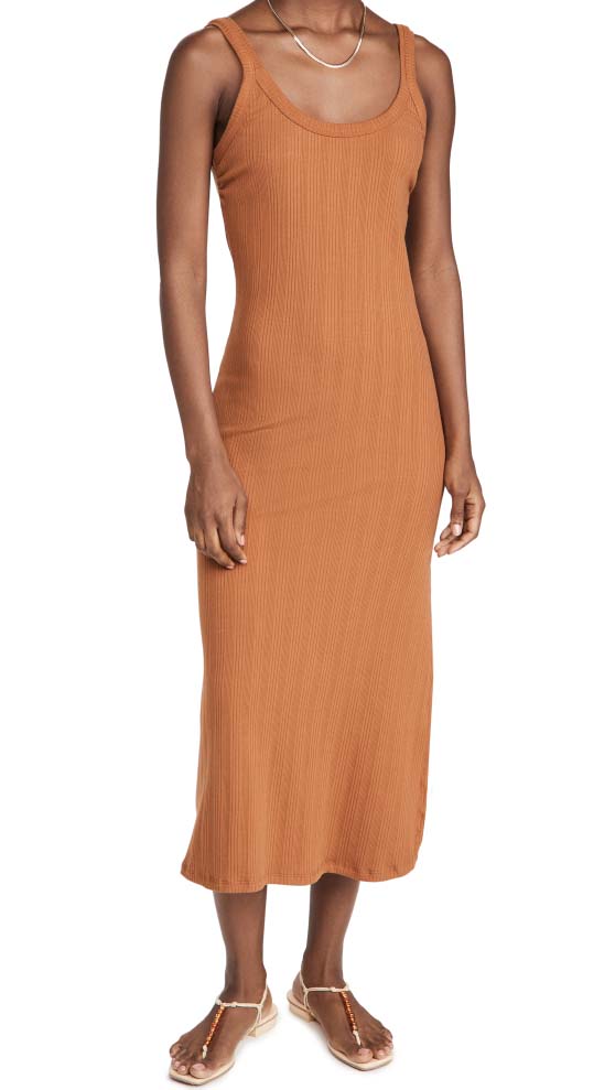 Vitamin A West Dress Chai Cotton Rib knit casual maxi dresses