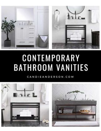 Lifestyle expert, journalist and interior design blogger Candie Anderson of candieanderson.com has the scoop on 22 of the best contemporary bathroom vanities in the top interior design trends, styles and colors.