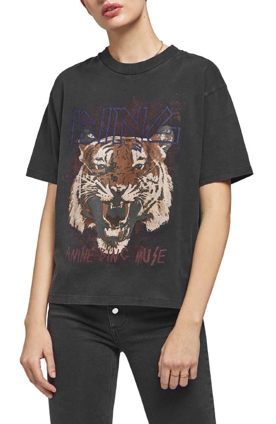 Anine Bing Tiger Tee Black casual fall fashion