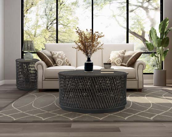 Bayou Breeze Bickerstaff Drum Coffee Table rattan coffee tables