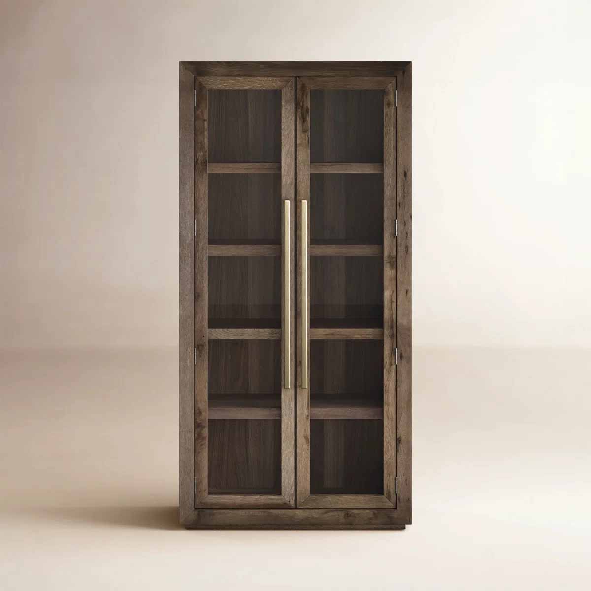 Birch Lane Alaya Solid Oak Wood Corner Display Stand rustic display cabinets best
