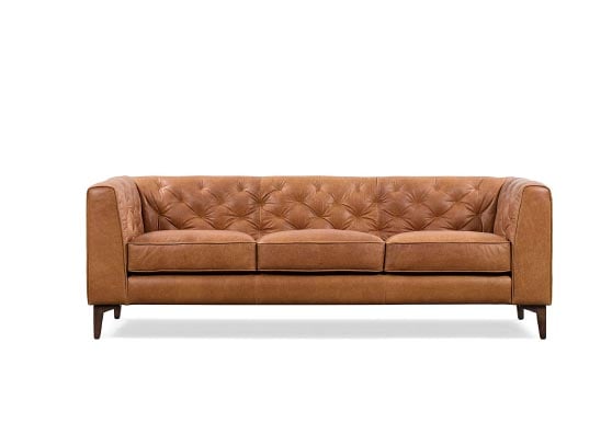 Poly and Bark Essex Sofa in Full-Grain Pure-Aniline Italian Tanned Leather in Cognac Tan modern leather sofas