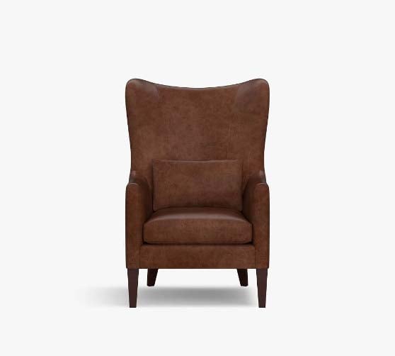 Pottery Barn Champlain Square Arm Leather Wingback Armchair best leather wingback armchairs