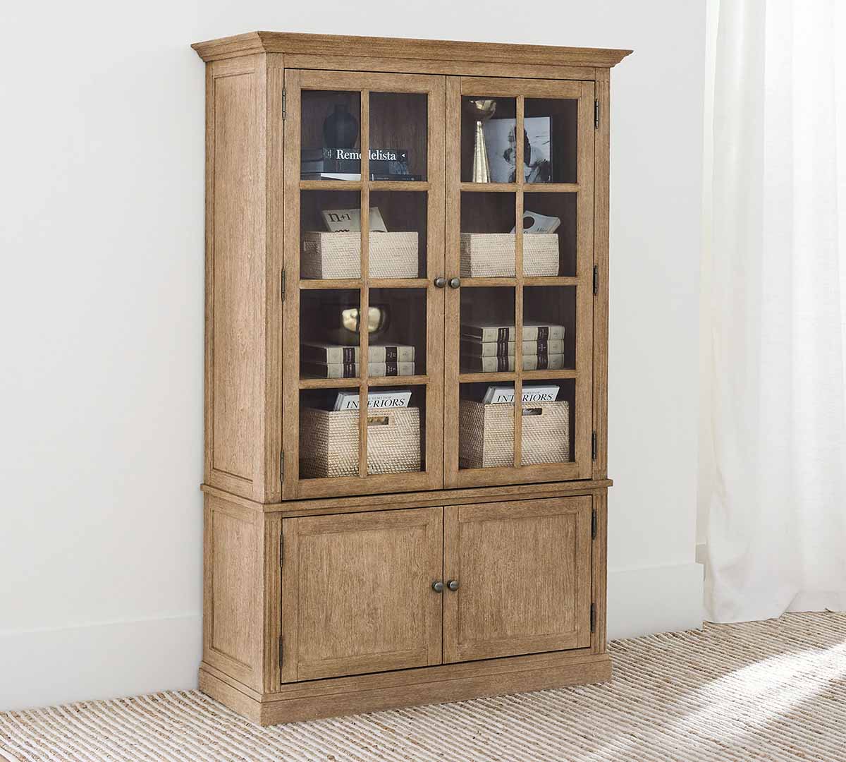 Pottery Barn Livingston Glass Cabinet (48.5) rustic display cabinets best