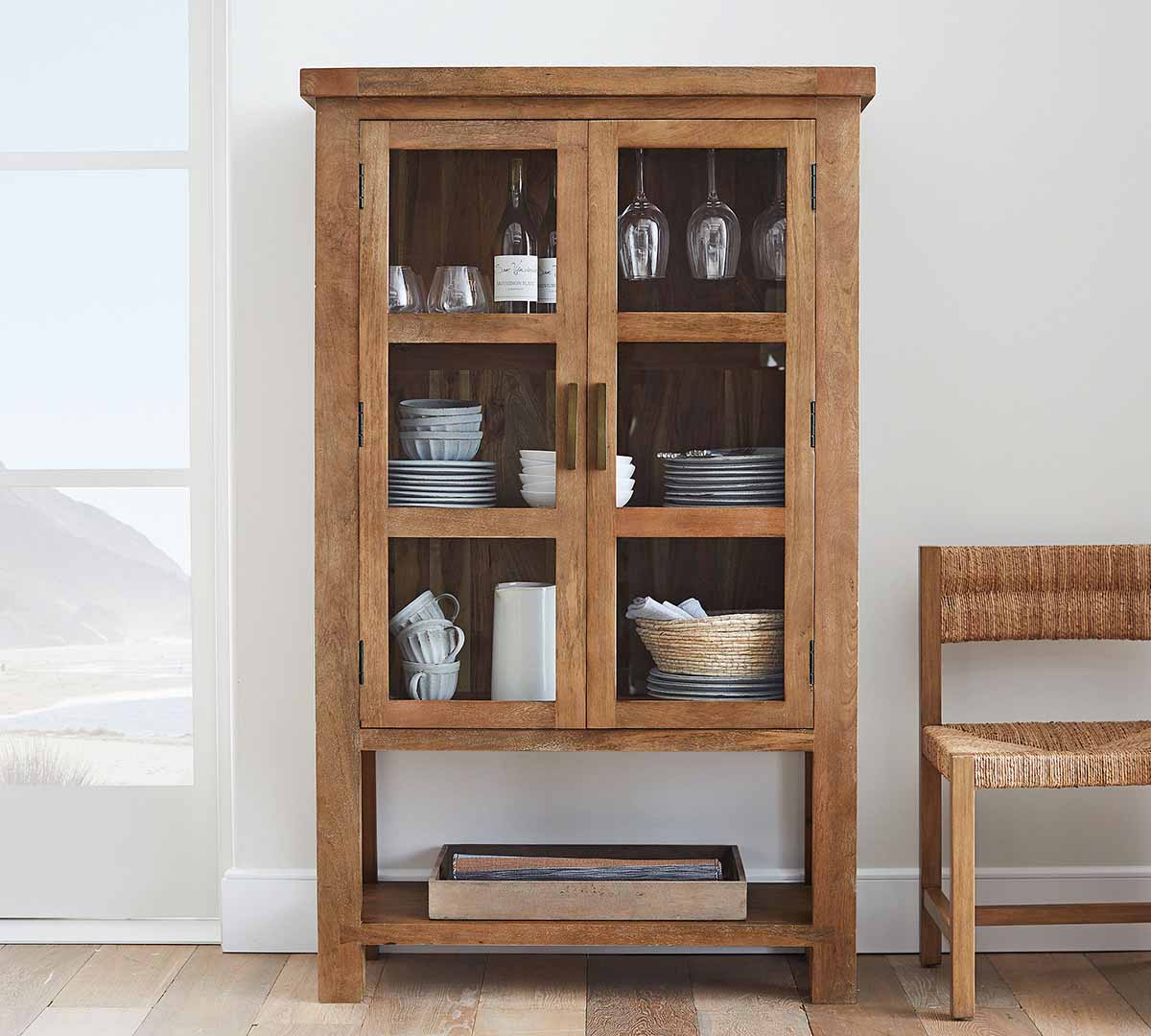 Pottery Barn Reed Storage Cabinet (39") Antique Umber rustic display cabinets best