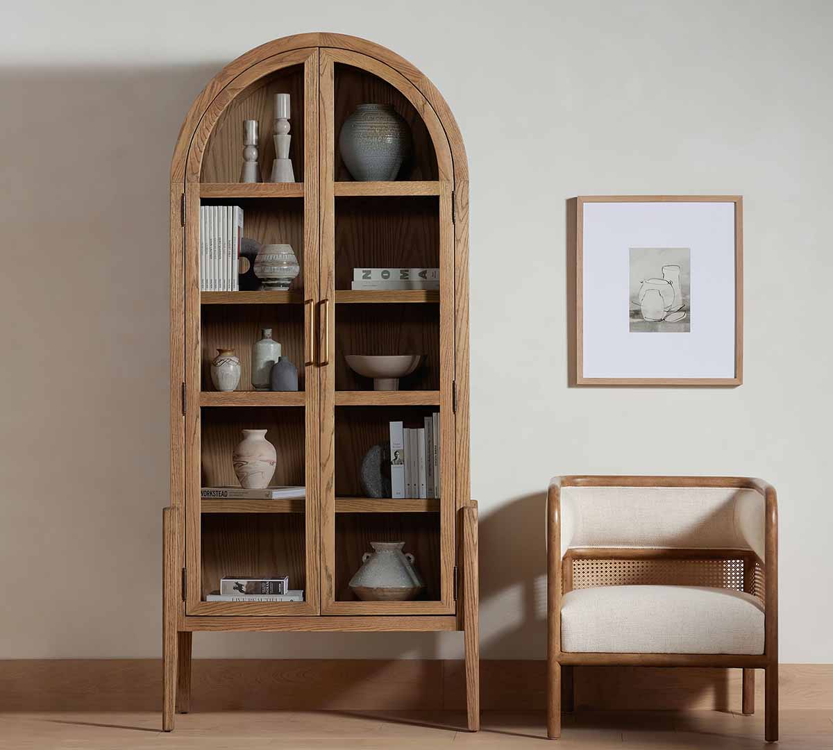 Pottery Barn Scout Display Cabinet (38") Drifted Oak rustic display cabinets best
