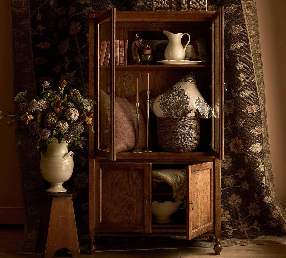 Pottery Barn Summerville Tall Cabinet (42.5) Tuscan Brown rustic display cabinets heirlooms decor