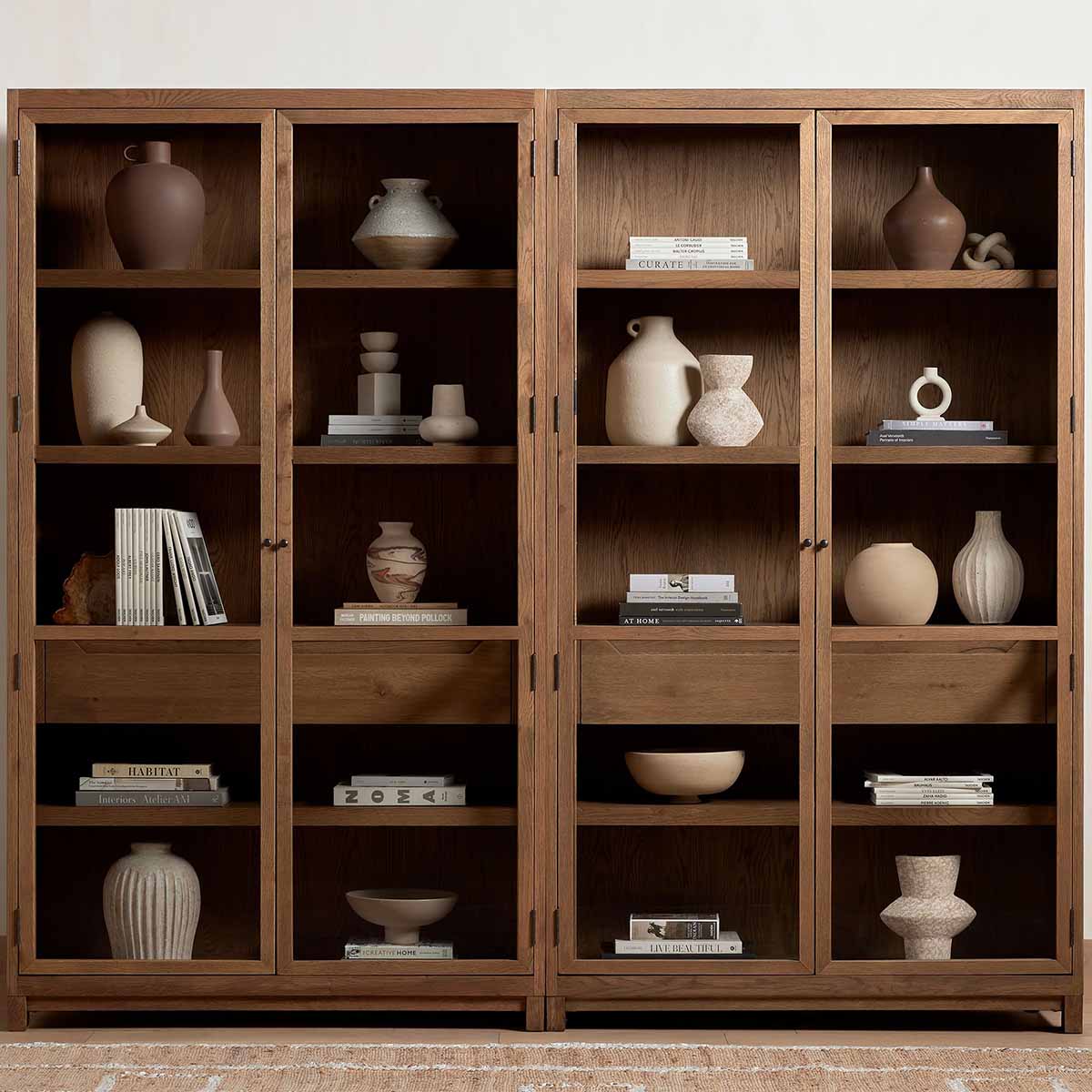West Elm Akiko Tall Cabinet (47.5) Solid Oak rustic display cabinets best