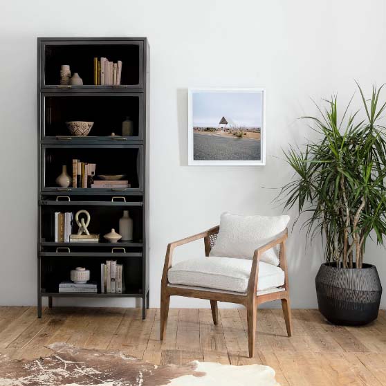 West Elm Iron & Glass Barrister Cabinet best modern rustic industrial display cabinets