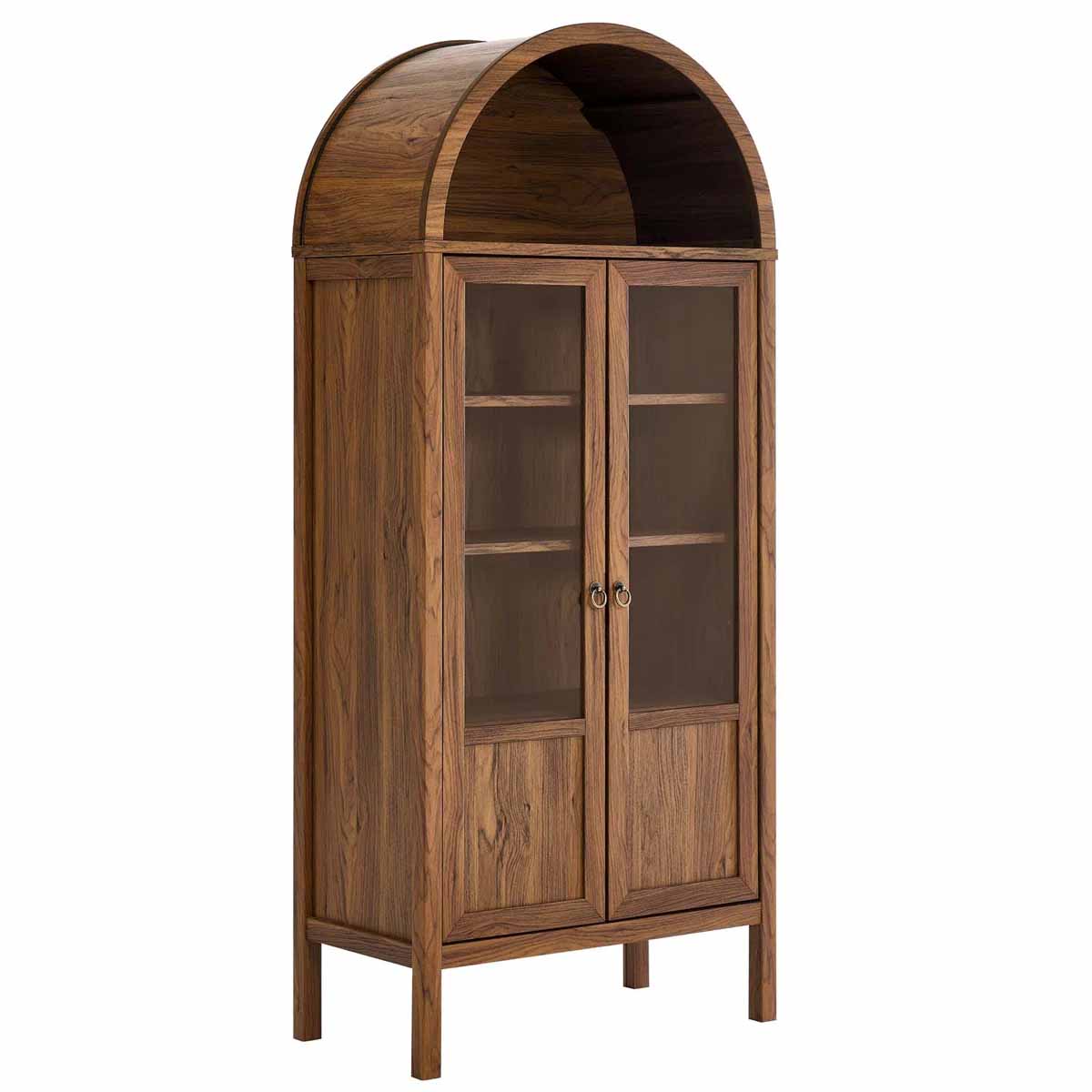 Winston Porter Tessa Arched Display Cabinet Walnut best rustic display cabinets