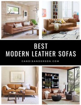 Lifestyle expert, journalist and interior design blogger Candie Anderson of candieanderson.com has the scoop on 23 of the best modern leather sofas you'll love in every top interior design style and trend! They are perfect for your living room, bedroom, family room and home office.