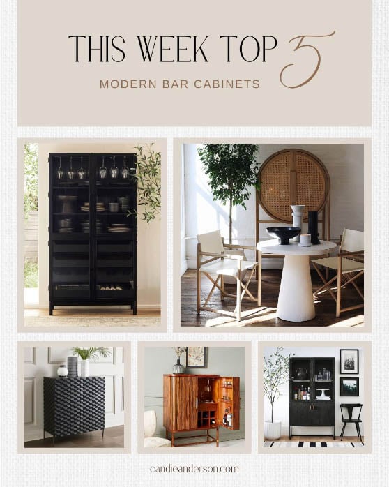 Lifestyle expert, journalist and interior design blogger Candie Anderson of candieanderson.com has the scoop on 18 of the best modern bar cabinets in every top interior design, style and trend.