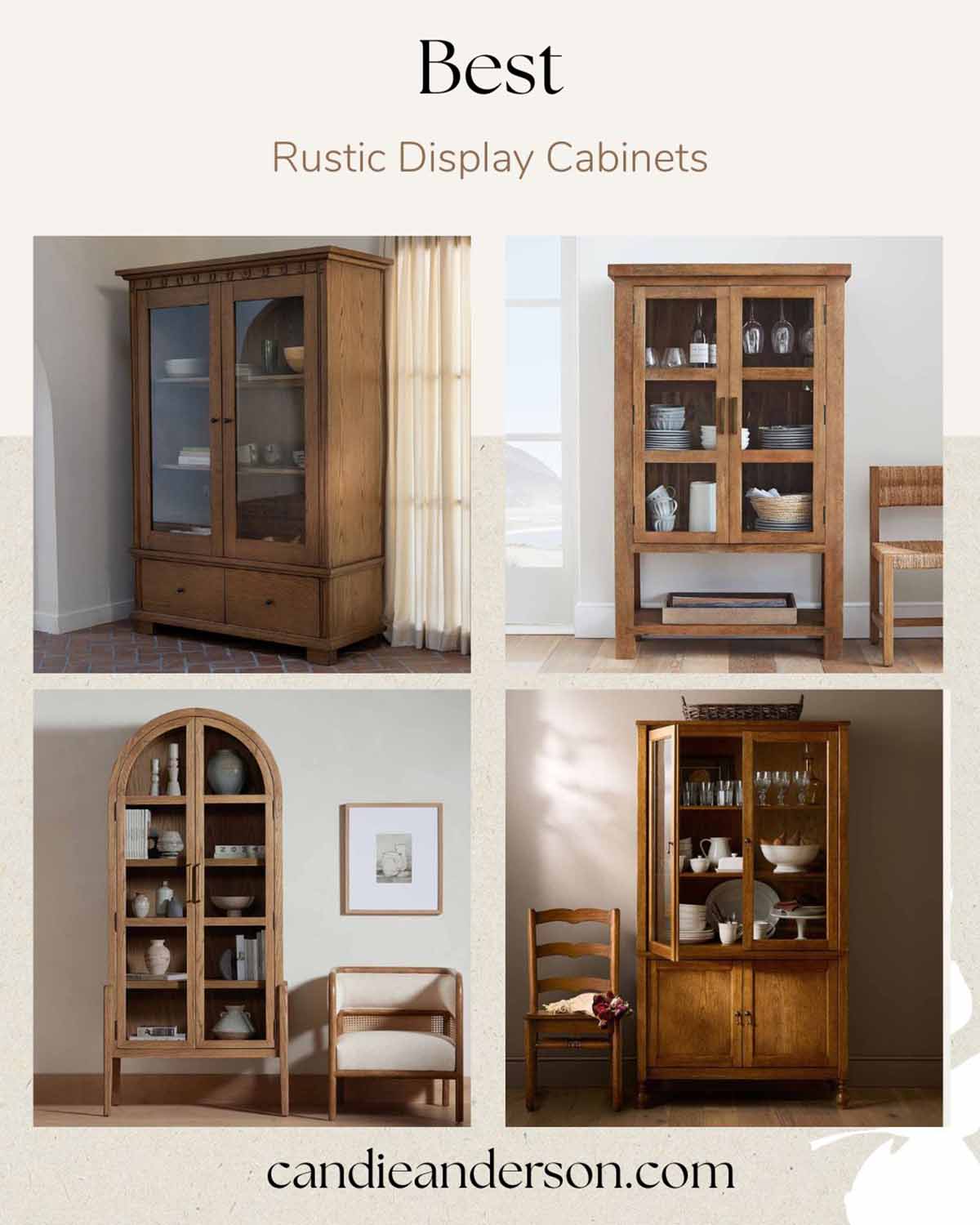 Lifestyle expert, journalist and interior design blogger Candie Anderson of candieanderson.com shares the 15 best rustic display cabinets of 2026, a buying guide, styling tips and the most frequently asked questions.