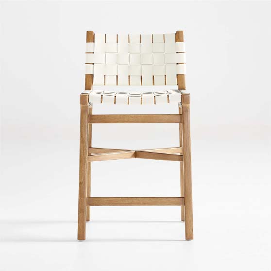 Crate&Barrel Taj White Leather Strap Counter Stool White Crate&Barrel Taj White Leather Strap Counter Stool White woven leather counter stools