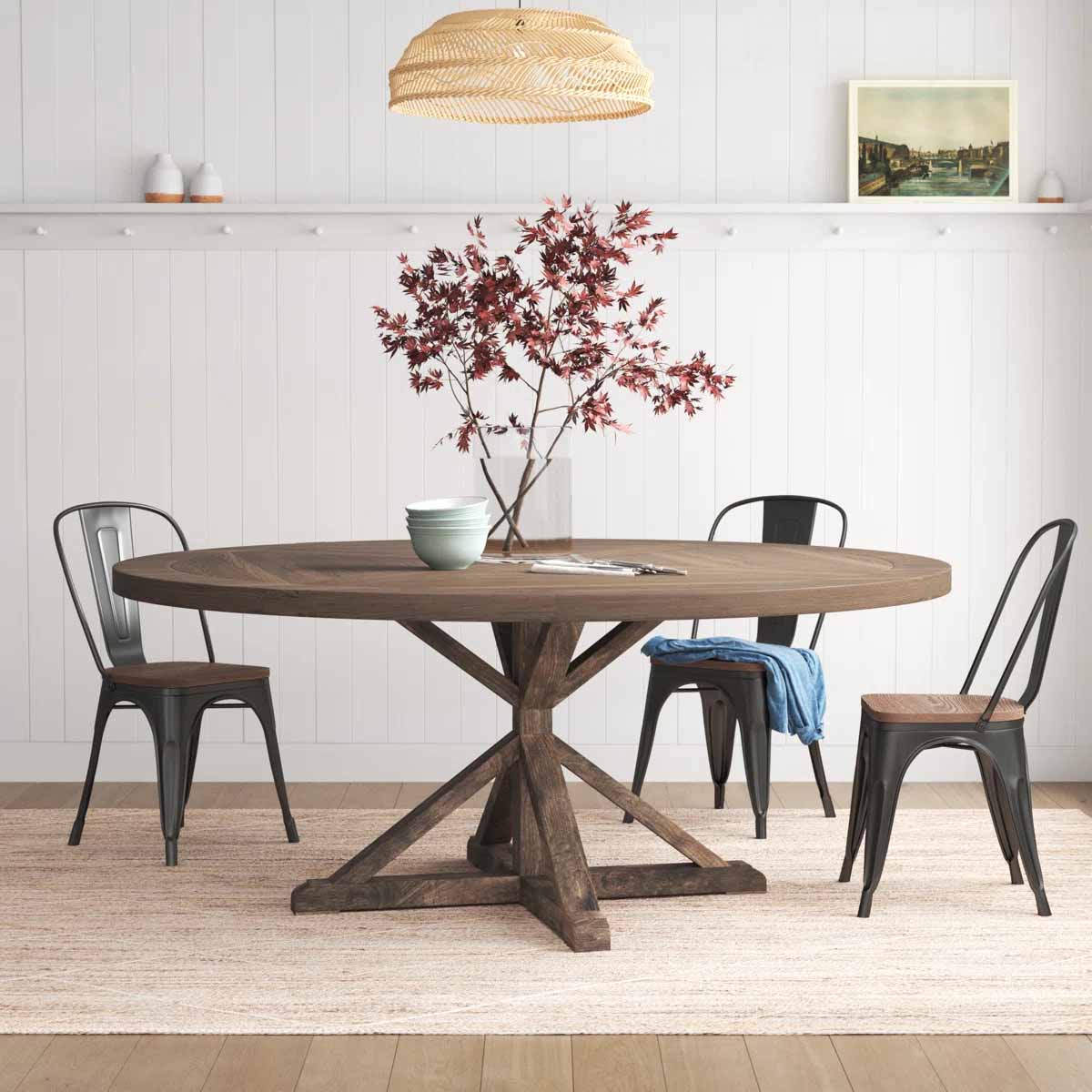 Greyleigh Ashbaugh Pine Round Dining Table Brown rustic round dining tables best