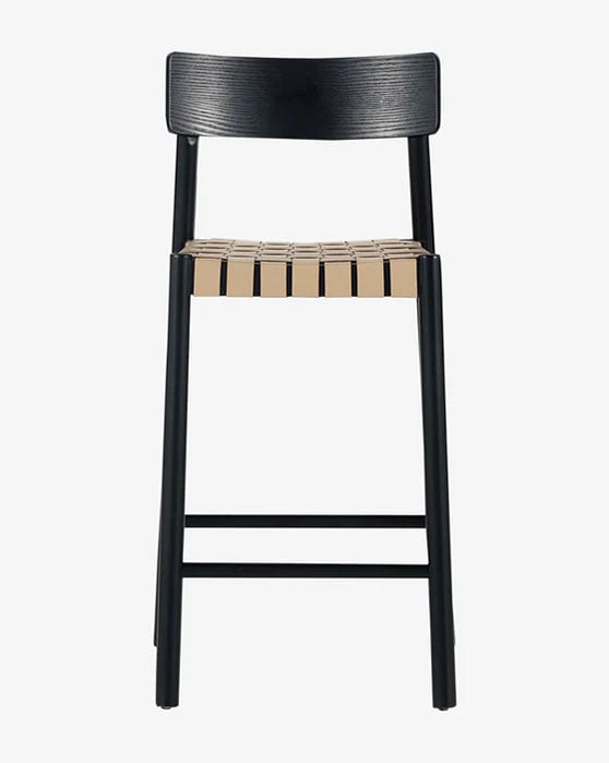 McGee & Co Robson Stool Black woven McGee & Co Robson Stool Black woven leather counter stools