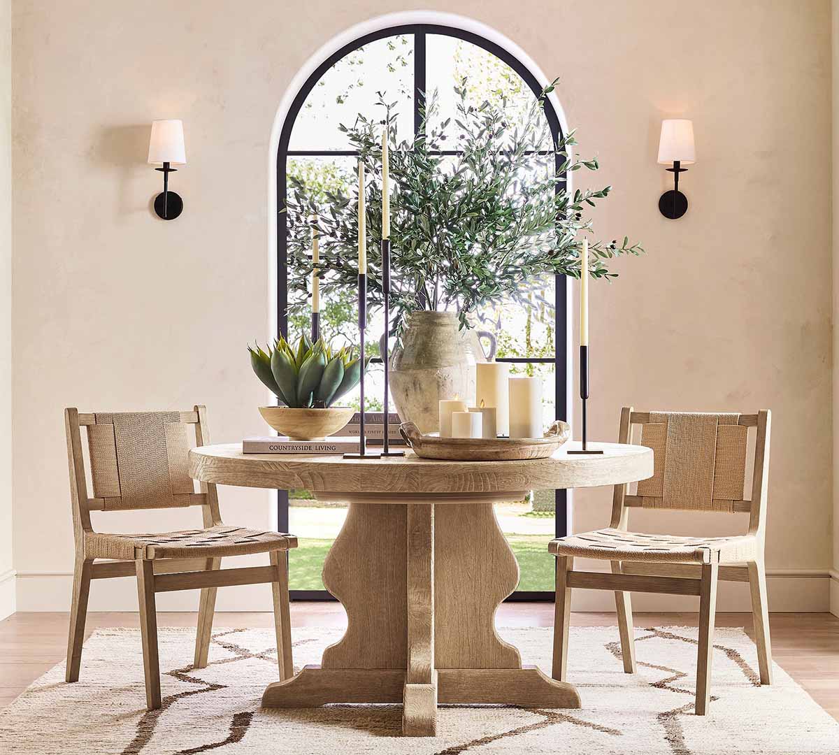 Pottery Barn Lyon Round Extendable Dining Table (54-72) Seadrift rustic round dining tables best