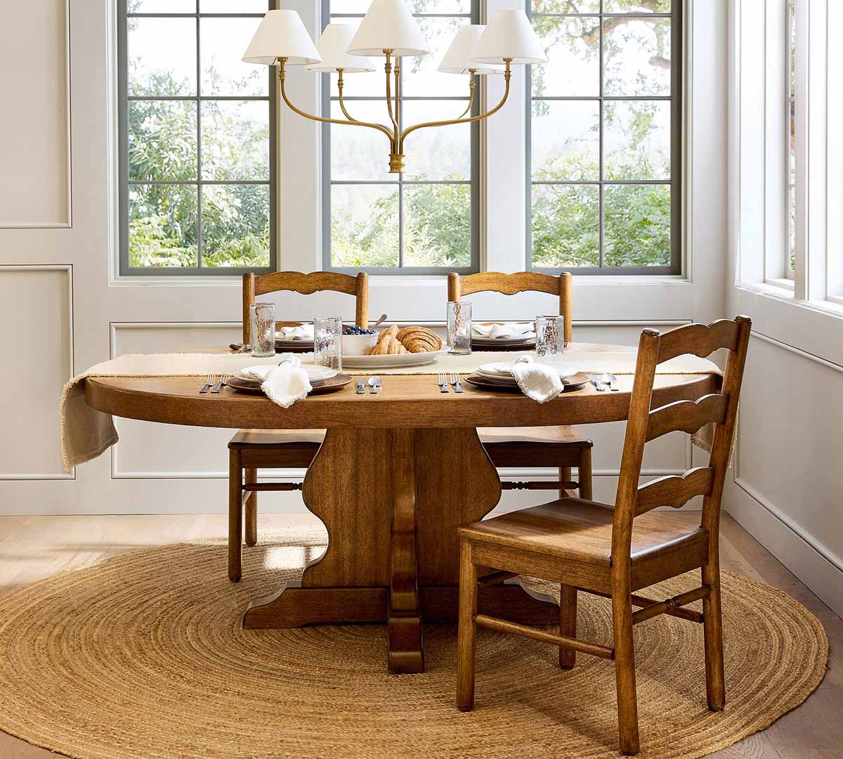 Pottery Barn Lyon Round Extendable Dining Table (54-72) Tuscan Brown rustic round dining tables best