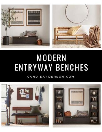 Lifestyle expert, journalist and interior design blogger Candie Anderson of candieanderson.com has the scoop on the best modern entryway benches in every top interior design, style and trend.