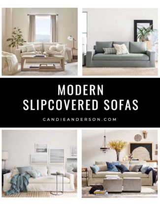 Lifestyle expert, journalist and interior design blogger Candie Anderson of candieanderson.com has the scoop on the best modern slipcovered sofas in a wide array of colors, styles and price ranges.