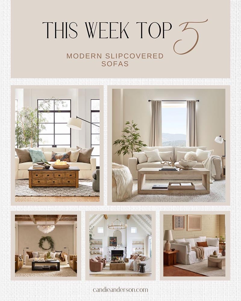 Lifestyle expert, journalist and entertaining blogger Candie Anderson of candieanderson.com has the scoop on the best modern slipcovered sofas for your living room, bedroom, home office, family room, den and more!
