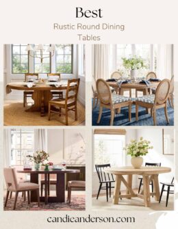 Entertaining expert, journalist and lifestyle blogger, Candie Anderson of candieanderson.com shares the best rustic round dining tables.