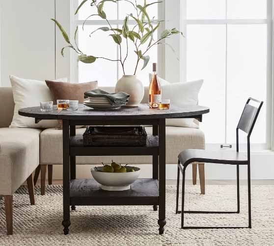 Pottery Barn Astoria Round Drop Leaf Dining Table Rose Dale Black best modern dining tables