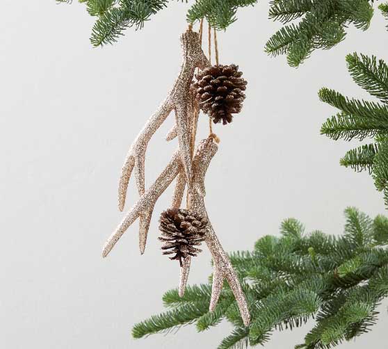 Pottery Barn Glitter Antler Cluster Ornament best christmas decor sale