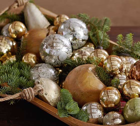 Pottery Barn Mercury Glass Ball Ornaments Set of 6 - Silver & Gold best christmas decor sale