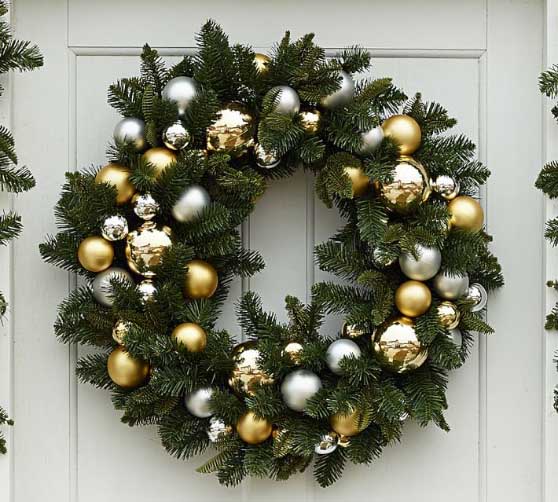 Pottery Barn Ornament & Pine Wreath & Garland - Gold & Silver best christmas decor sale