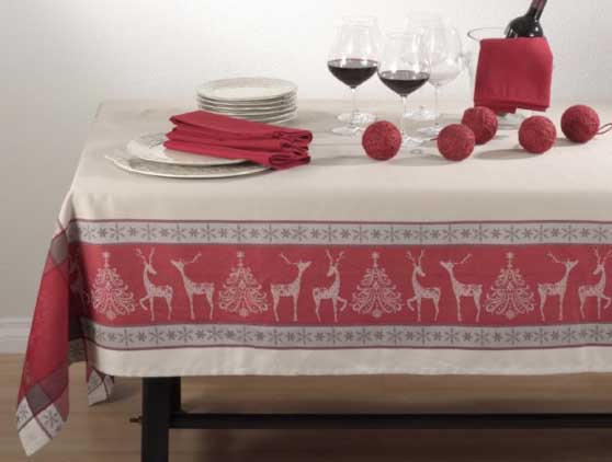 Saro Lifestyle Christmas Tablecloth With Jacquard Design, 72"x72", Red, Square best christmas tablecloths