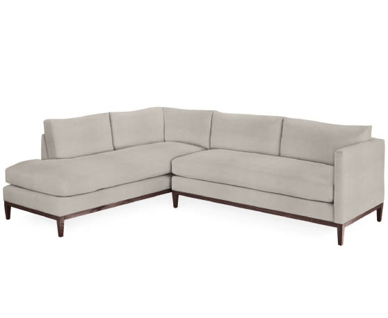 Serena and Lily Barton L-Sectional – Left-Facing Luxe Leather Fog best leather chaise sectionals